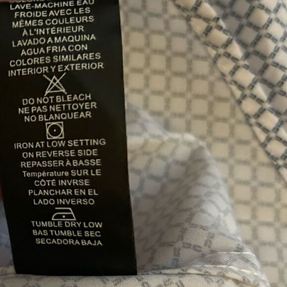 Tom Baine Performance Slim Fit White Blue Print Button Down Shirt Size XXL - Picture 5 of 7